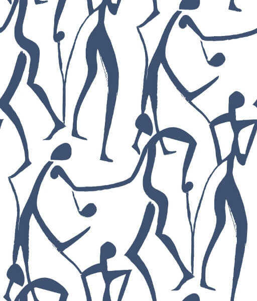 Joyful Dancers Ultramarine Wallpaper