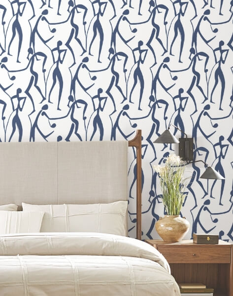 Joyful Dancers Ultramarine Wallpaper