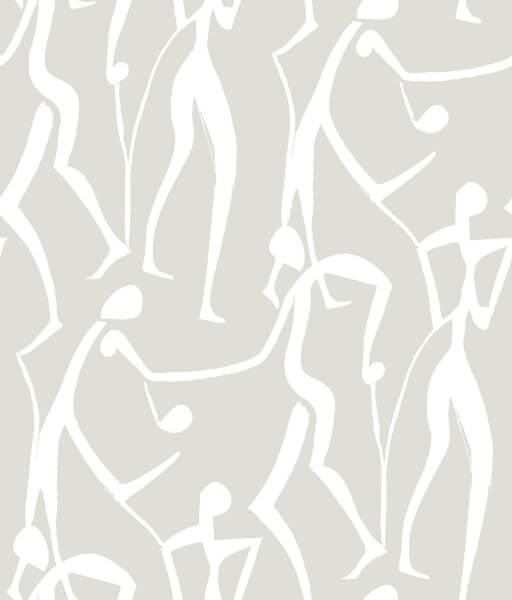 Joyful Dancers Lichen Grey Wallpaper
