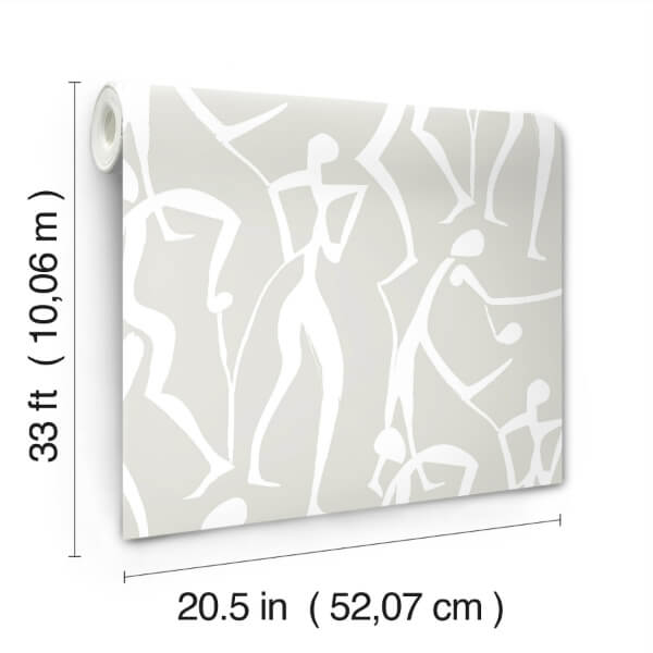 Joyful Dancers Lichen Grey Wallpaper