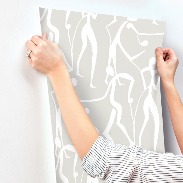 Joyful Dancers Lichen Grey Wallpaper