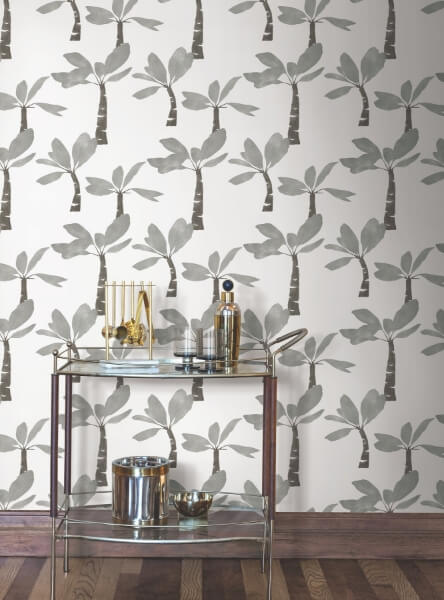 Painted Oasis Carbon & Graphite Wallpaper
