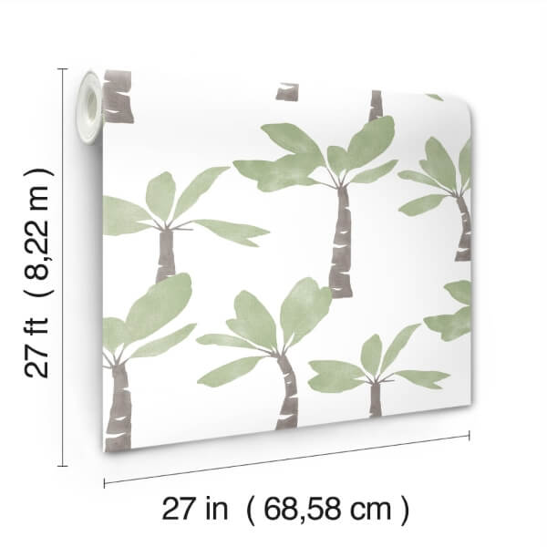 Painted Oasis Leaf Green Wallpaper