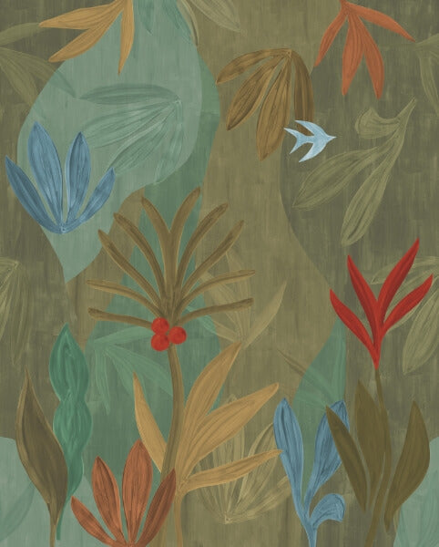 Chambord Gardens Leaf & Olive Wall Mural