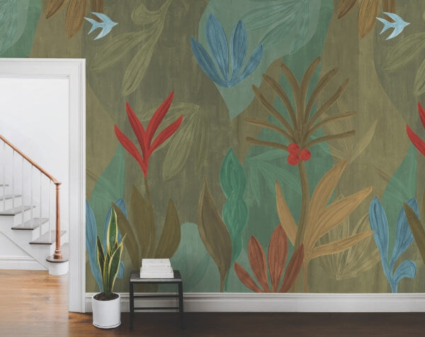 Chambord Gardens Leaf & Olive Wall Mural