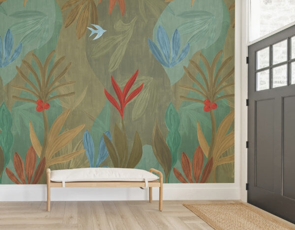 Chambord Gardens Leaf & Olive Wall Mural