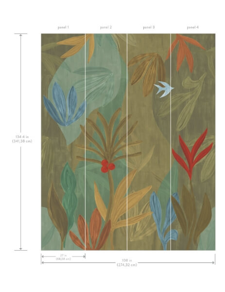 Chambord Gardens Leaf & Olive Wall Mural