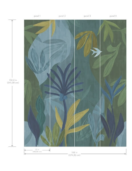 Chambord Gardens Ultramarine Wall Mural