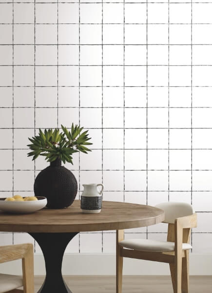 La Vitre Plaid Carbon Black Wallpaper