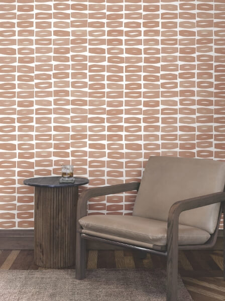 Modernist Motif Terracotta Wallpaper