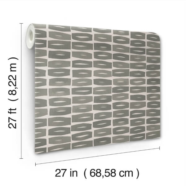 Modernist Motif Carbon Black Wallpaper