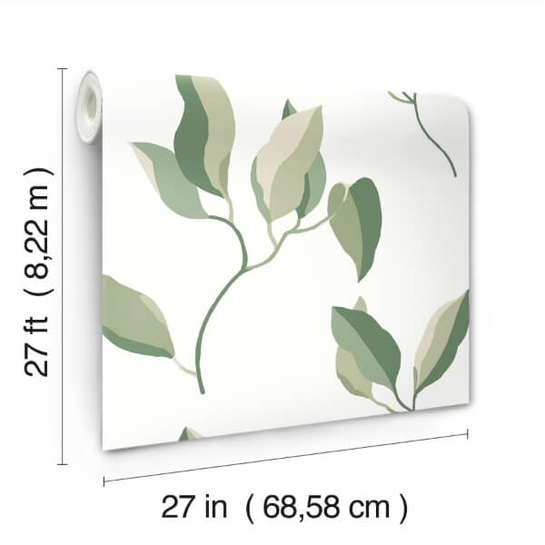 Brushwork Branches Leaf Green Wallpaper