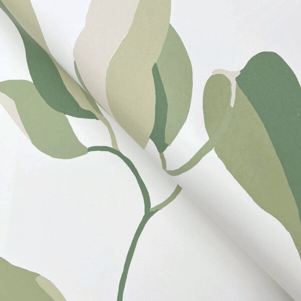 Brushwork Branches Leaf Green Wallpaper