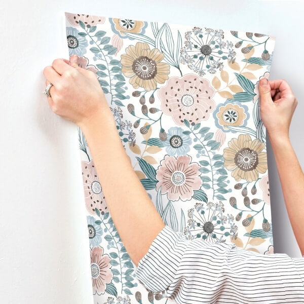 Artistic Bouquet Ochre & Ocean Wallpaper