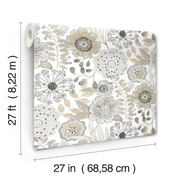 Artistic Bouquet Neutral Wallpaper
