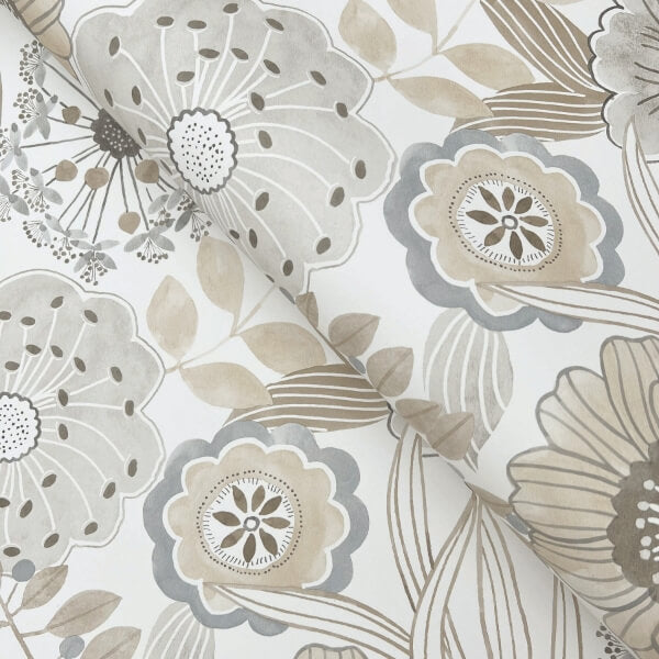 Artistic Bouquet Neutral Wallpaper