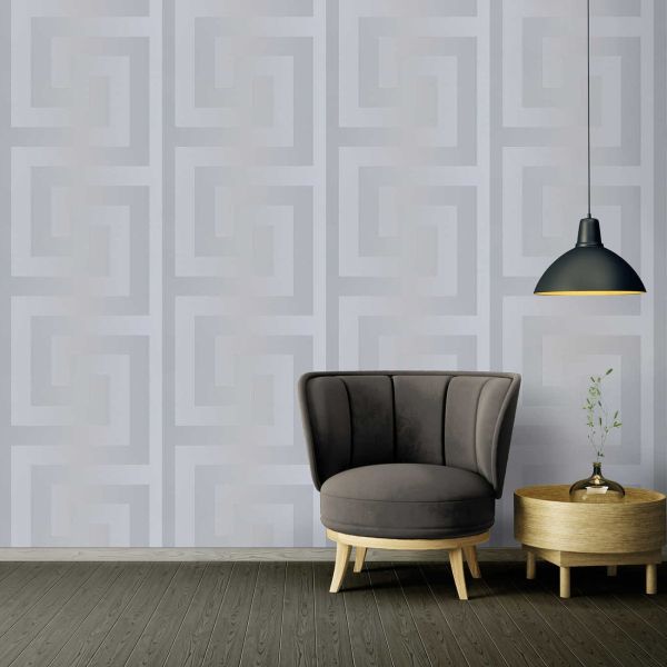 Versace Silver Greek Key Wallpaper