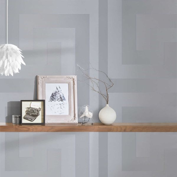 Versace Silver Greek Key Wallpaper