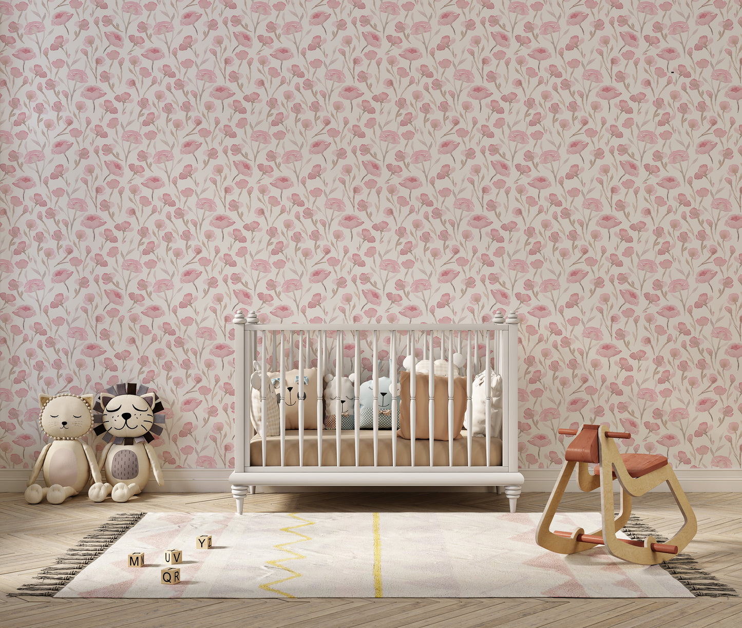 Pink floral pattern wallpaper