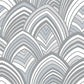 2969-87353 CABARITA Grey Art Deco Leaves Wallpaper by Brewster