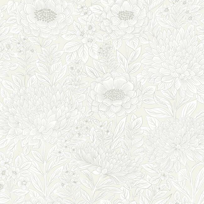Wood Block Blooms Wallpaper