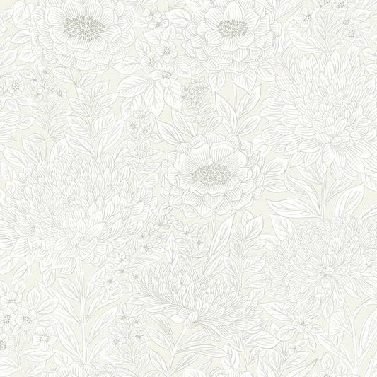 Wood Block Blooms Wallpaper