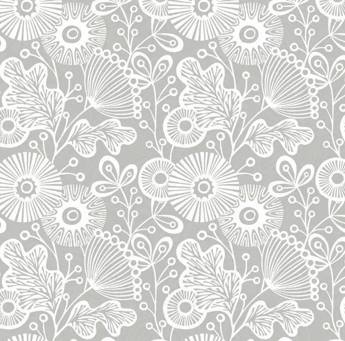 NUS3261 Mia Grey Floral Peel and Stick Wallpaper