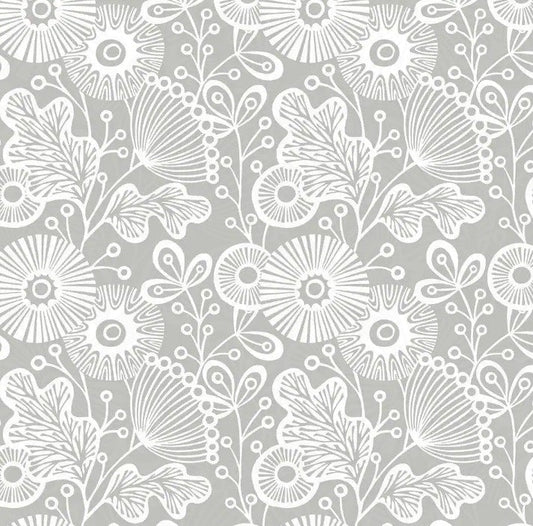 NUS3261 Mia Grey Floral Peel and Stick Wallpaper