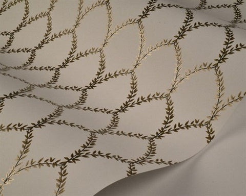 RI5176 Gold/White Laurel Wallpaper