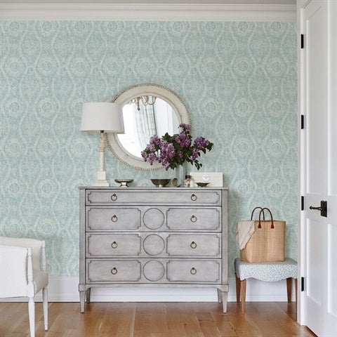 2785-24803 Aqua Painterly Wallpaper