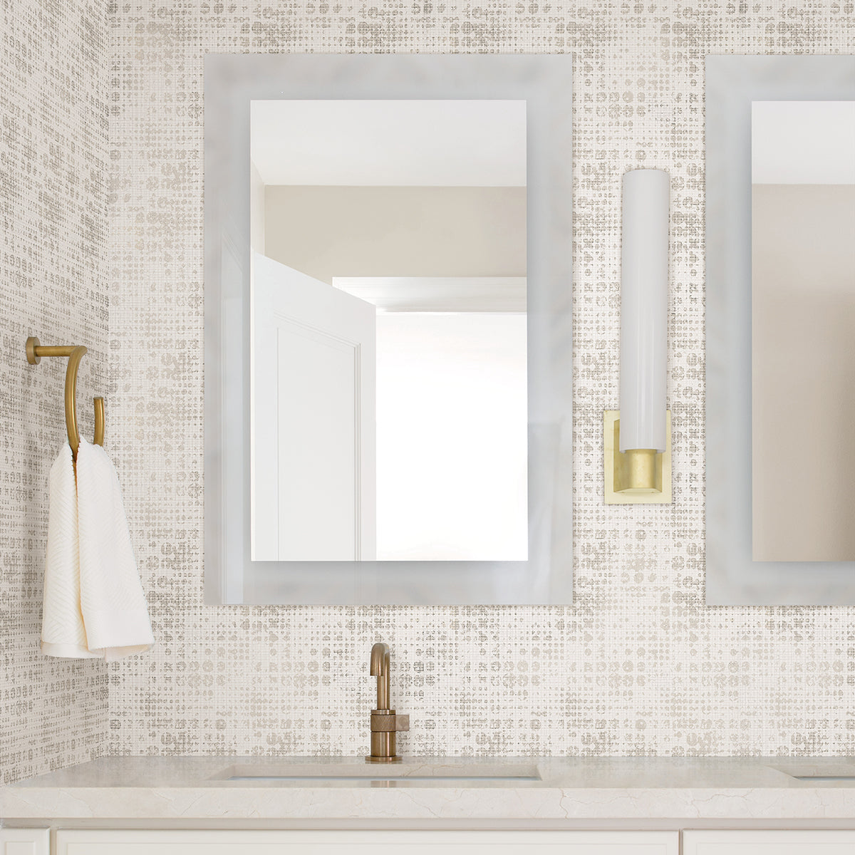 Celeste Platinum Geometric Wallpaper