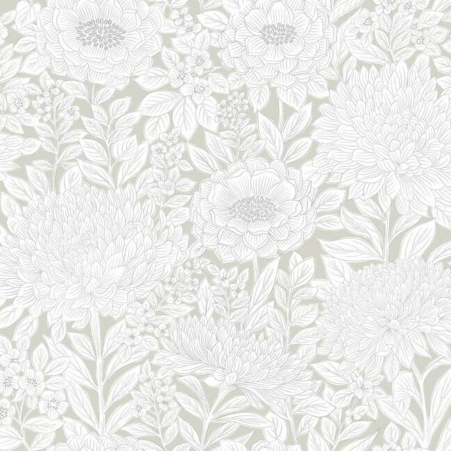 Wood Block Blooms Wallpaper
