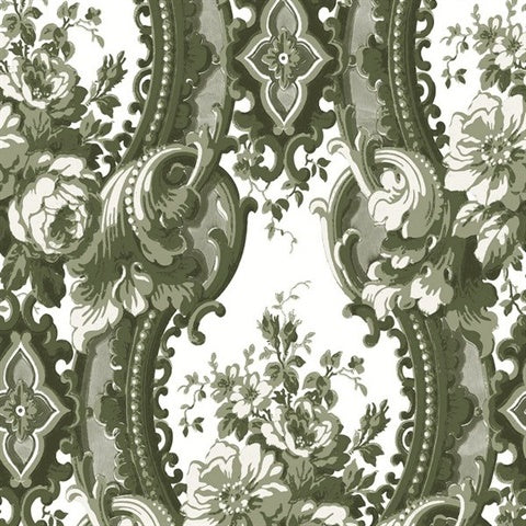 2763-24215 Dreamer Green Damask Wallpaper By Brewster