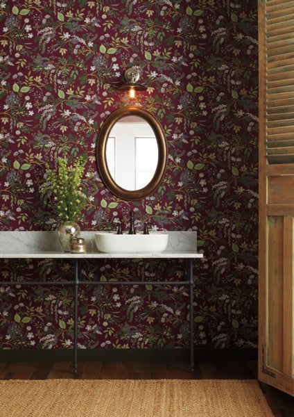 RI5164 Burgundy Juniper Forest Wallpaper