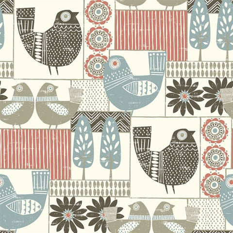 2821-25117 Hennika Coral Patchwork Wallpaper