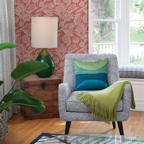 2969-87528 Alma Coral Tropical Floral Wallpaper by Brewster