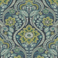 2763-12101 Night Bloom Navy Damask Wallpaper By Brewster