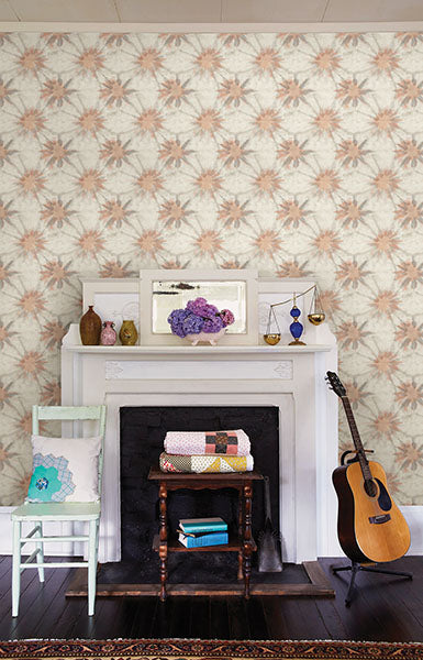 1014-001860 Coral Iris Shibori Wallpaper By Brewster