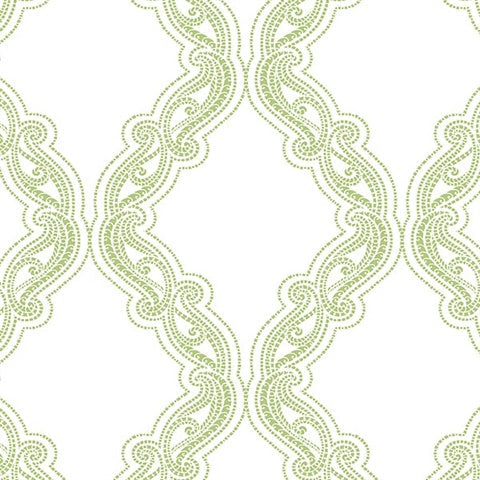 2702-22725 Harmony Green Ogee Wallpaper By Brewster