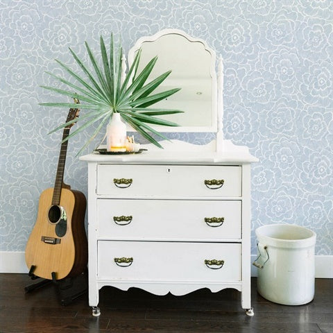 2969-26039 Periwinkle Blue Textured Floral Wallpaper by Brewster