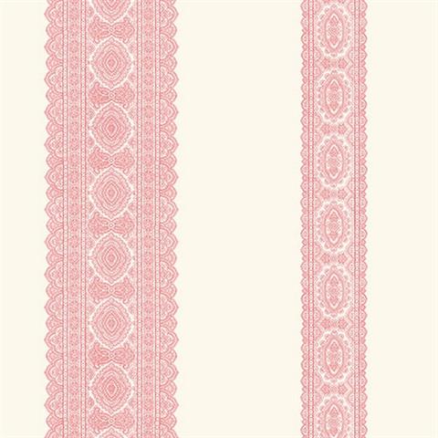 1014-001831 Pink Brynn Paisley Stripe Wallpaper By Brewster