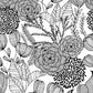 2903-25853 Alannah Black Botanical Wallpaper Blue Bell By A Street Prints