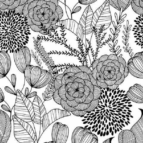 2903-25853 Alannah Black Botanical Wallpaper Blue Bell By A Street Prints