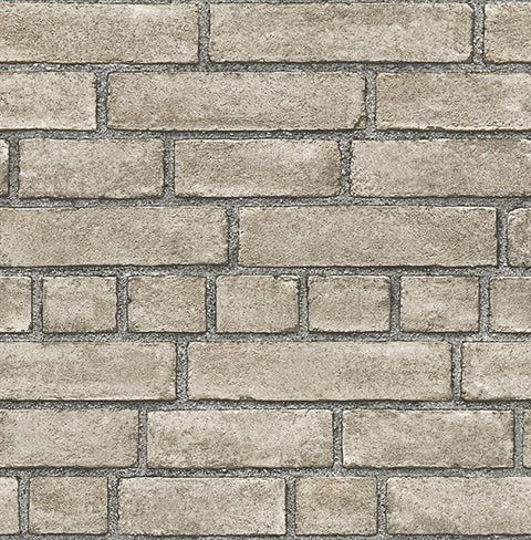 Faï¿½ade Taupe Brick Wallpaper