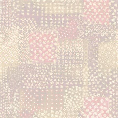 1014-001864 Pink Flower Power Patchwork Wallpaper By Brewster