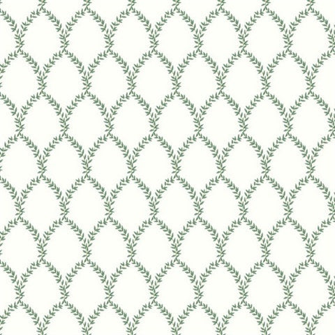 RI5178 Green/White Laurel Wallpaper