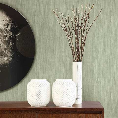 2903-25282 Chenille Sage Faux Linen Wallpaper Blue Bell By A Street Prints