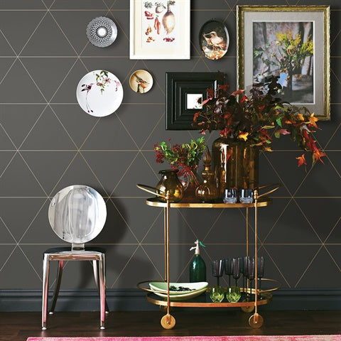 2763-24224 Twilight Grey Geometric Wallpaper By Brewster