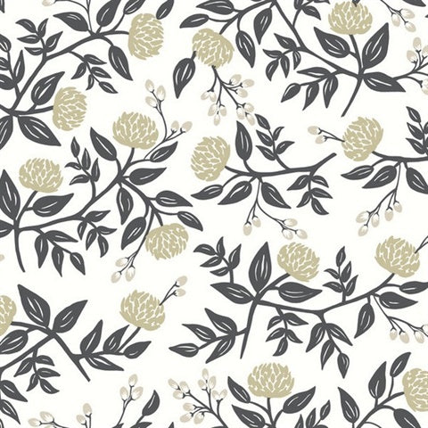 RI5150 White/Black Peonies Wallpaper