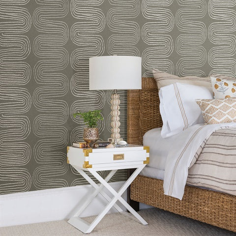 2793-24740 Zephyr Brown Abstract Stripe Wallpaper